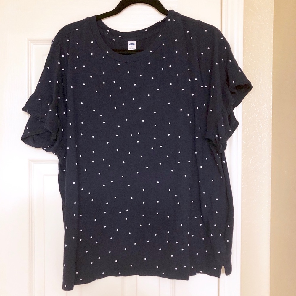 Navy Polka Dot Blouse